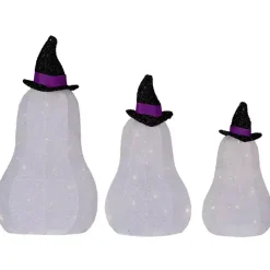 LED Outdoor Jack O Lantern Ghost Trio, Set of 3