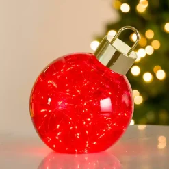 LED Red Mercury Glass Ornament, 12 in.
