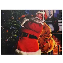 LED Santa with Gifts Canvas Art Print