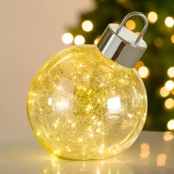 LED Silver Mercury Glass Ornament, 12 in.