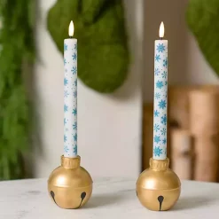 LED Snowflake Taper Candles, Set of 2