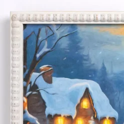 LED Snowman Beaded Framed Art Print