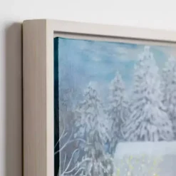 LED Snowy Christmas House Canvas Art Print