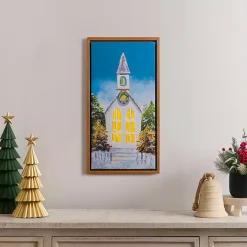 LED White Church Christmas Canvas Art Print