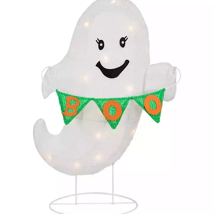 LED White Ghost Boo Banner Halloween Outdoor Décor