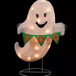 LED White Ghost Boo Banner Halloween Outdoor Décor
