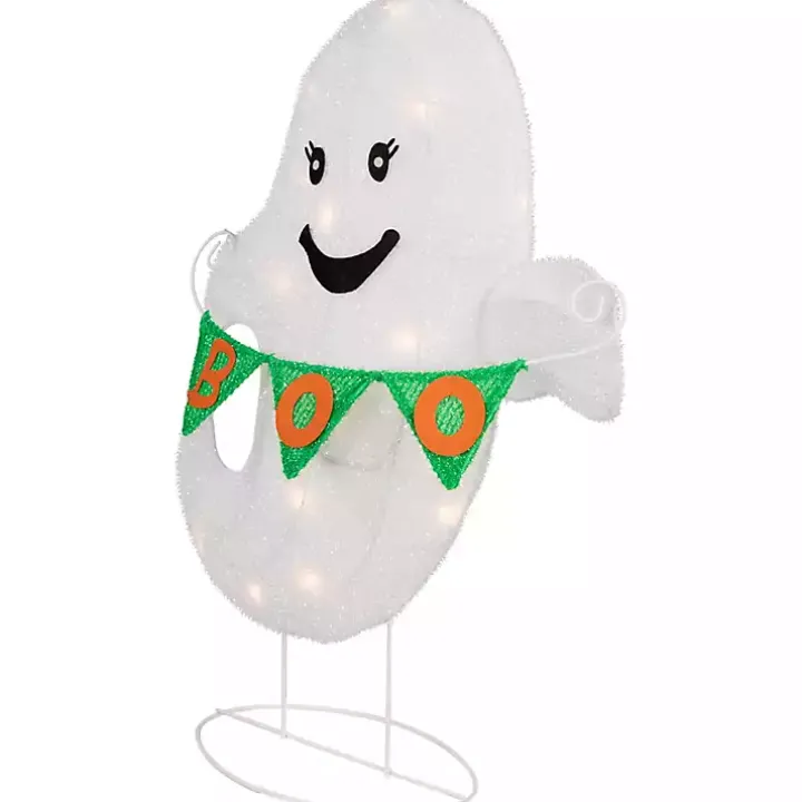 LED White Ghost Boo Banner Halloween Outdoor Décor
