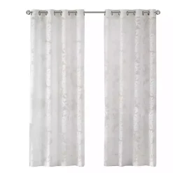 Leilani White Palm Leaf Curtain Panel, 63 in.