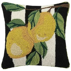 Lemon Branch Hooked Wool Pillow