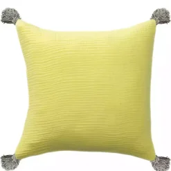 Lemon Gauze Organic Tassel Throw Pillow