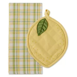 Lemon Plaid 2-pc. Potholder and Kitchen Towel Set