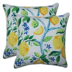 Lemon Vines Outdoor Throw Pillows, Set of 2