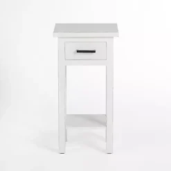 Leo White Wood Accent Table