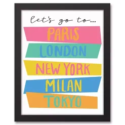Let's Go Travel Framed Canvas Art Print