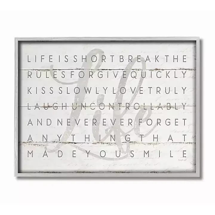 Life Is Short Framed Wall Plaque