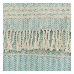 Light Blue and Ivory Striped Cotton Throw