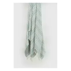 Light Blue and Ivory Striped Cotton Throw
