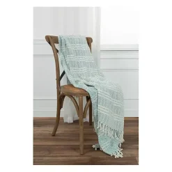 Light Blue and Ivory Striped Cotton Throw