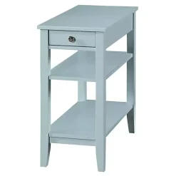 Light Blue Chairside End Table with Shelves
