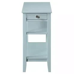 Light Blue Chairside End Table with Shelves