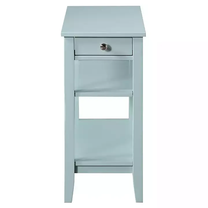 Light Blue Chairside End Table with Shelves