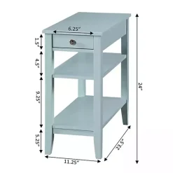 Light Blue Chairside End Table with Shelves