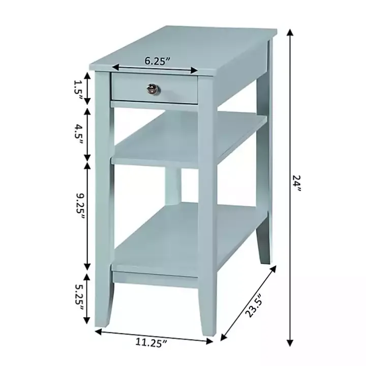 Light Blue Chairside End Table with Shelves