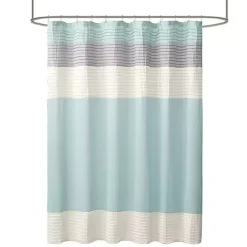 Light Blue Colorblock Silky Shower Curtain