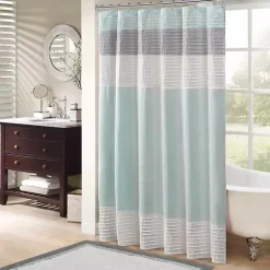 Light Blue Colorblock Silky Shower Curtain