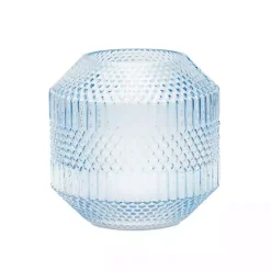Light Blue Geometric Glass Vase, 6 in.