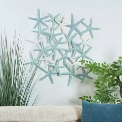 Light Blue Metal Overlapping Starfish Wall Plaque