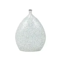 Light Blue Mother of Pearl Floral Floor Vase