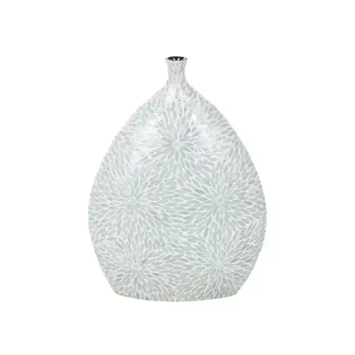 Light Blue Mother of Pearl Floral Floor Vase
