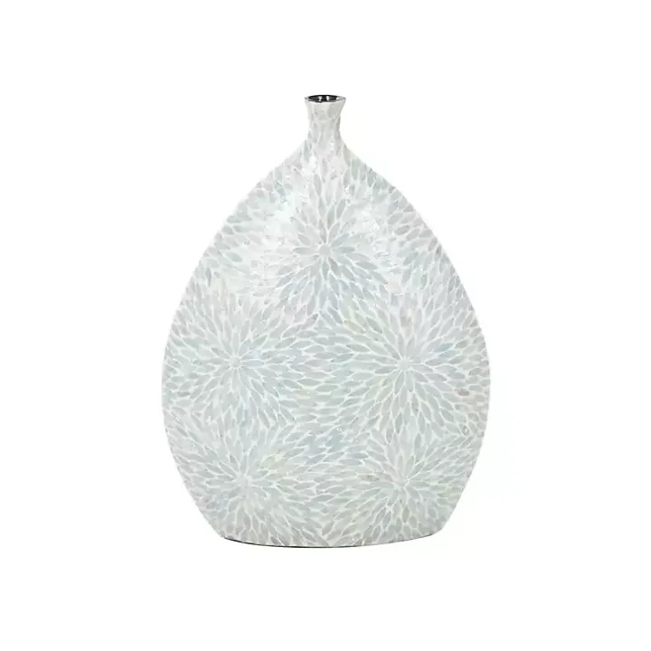 Light Blue Mother of Pearl Floral Floor Vase