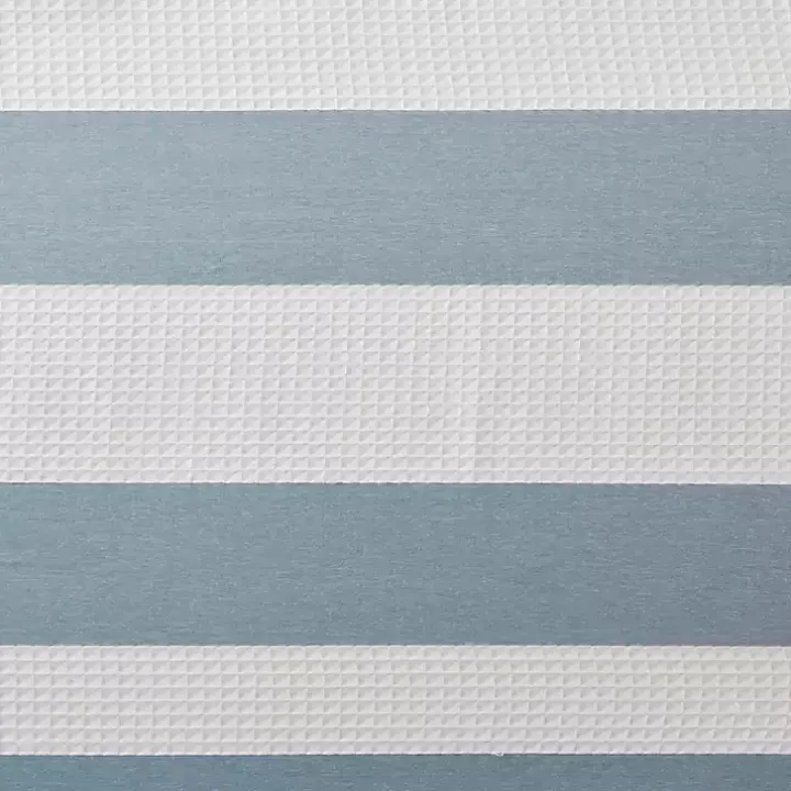 Light Blue Striped Waffle Shower Curtain