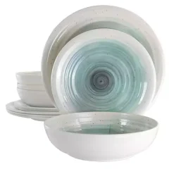Light Blue Swirl Melamine 12-pc. Dinnerware Set