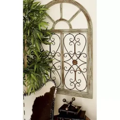 Light Blue Wood Arched Window Wall Plaque
