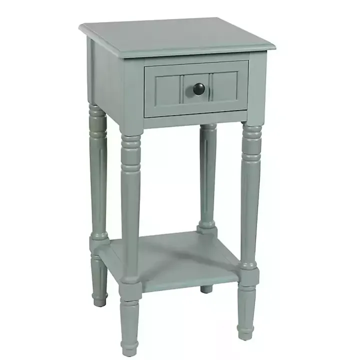Light Blue Wood Square Hampton Accent Table