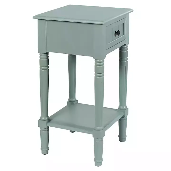 Light Blue Wood Square Hampton Accent Table
