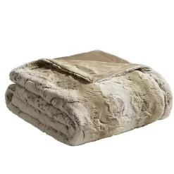 Light Brown Faux Fur Oversized Throw Blanket