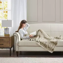 Light Brown Faux Fur Oversized Throw Blanket