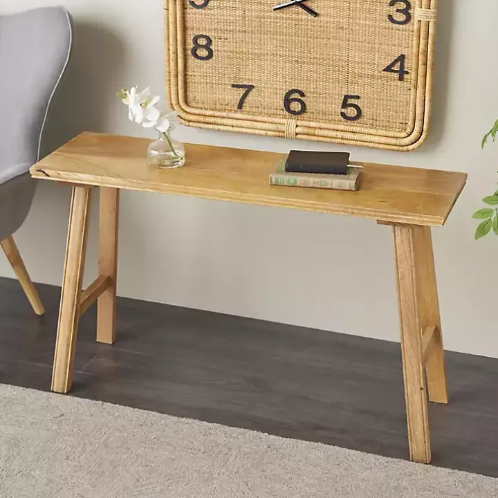 Light Brown Mango Wood Rustic Tall Bench