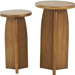 Light Brown Wood Modern Accent Tables, Set of 2