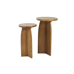 Light Brown Wood Modern Accent Tables, Set of 2