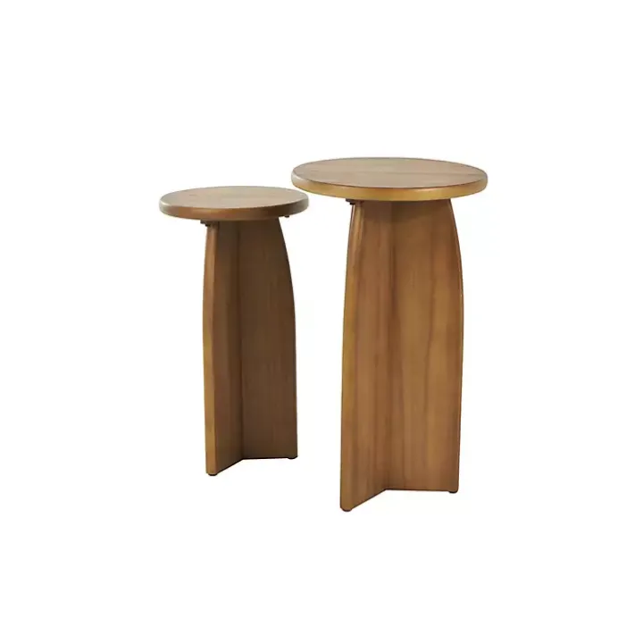 Light Brown Wood Modern Accent Tables, Set of 2