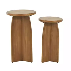 Light Brown Wood Modern Accent Tables, Set of 2