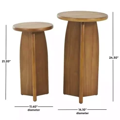 Light Brown Wood Modern Accent Tables, Set of 2