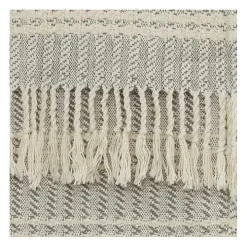Light Gray and Ivory Striped Cotton Throw