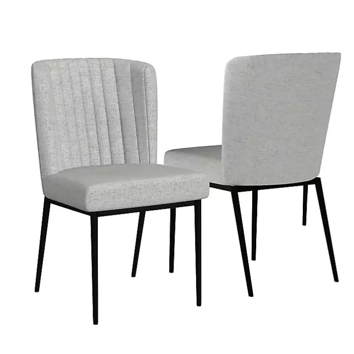 Light Gray Channel Back Dining Chairs, Set of 2