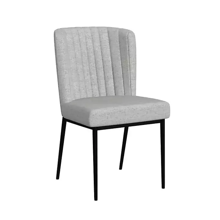 Light Gray Channel Back Dining Chairs, Set of 2